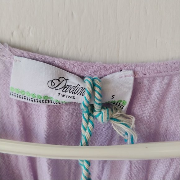 Devotion Twins Hague Mini Dress with Relaxed Fit & Bell Sleeves SZ S in Lavender - Picture 4 of 9